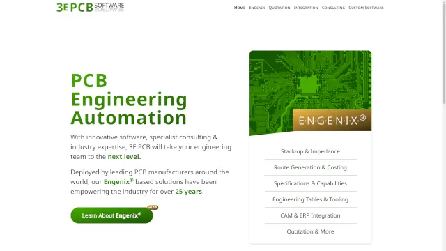 3E PCB Website snapshot